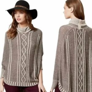 Anthropologie Yoon Delphine Wool Cashmere Blend Cable Knit Poncho Sweater
